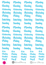 Load image into Gallery viewer, SCRIPT DAY HEADERS, 15 COLOR OPTIONS TO SELECT FROM