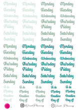 Load image into Gallery viewer, SCRIPT DAY HEADERS, 15 COLOR OPTIONS TO SELECT FROM