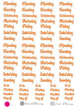 Load image into Gallery viewer, SCRIPT DAY HEADERS, 15 COLOR OPTIONS TO SELECT FROM