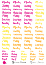 Load image into Gallery viewer, SCRIPT DAY HEADERS, 15 COLOR OPTIONS TO SELECT FROM