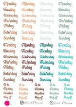 Load image into Gallery viewer, SCRIPT DAY HEADERS, 15 COLOR OPTIONS TO SELECT FROM