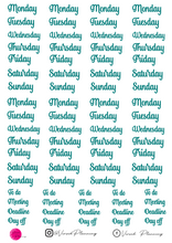 Load image into Gallery viewer, SCRIPT DAY HEADERS, 15 COLOR OPTIONS TO SELECT FROM