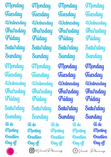 Load image into Gallery viewer, SCRIPT DAY HEADERS, 15 COLOR OPTIONS TO SELECT FROM