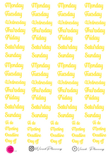 Load image into Gallery viewer, SCRIPT DAY HEADERS, 15 COLOR OPTIONS TO SELECT FROM