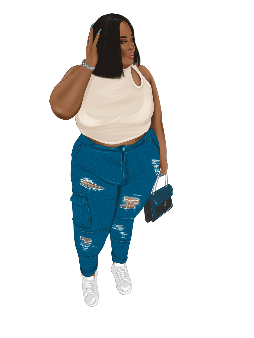 Thickkk Denim Die Cut Doll