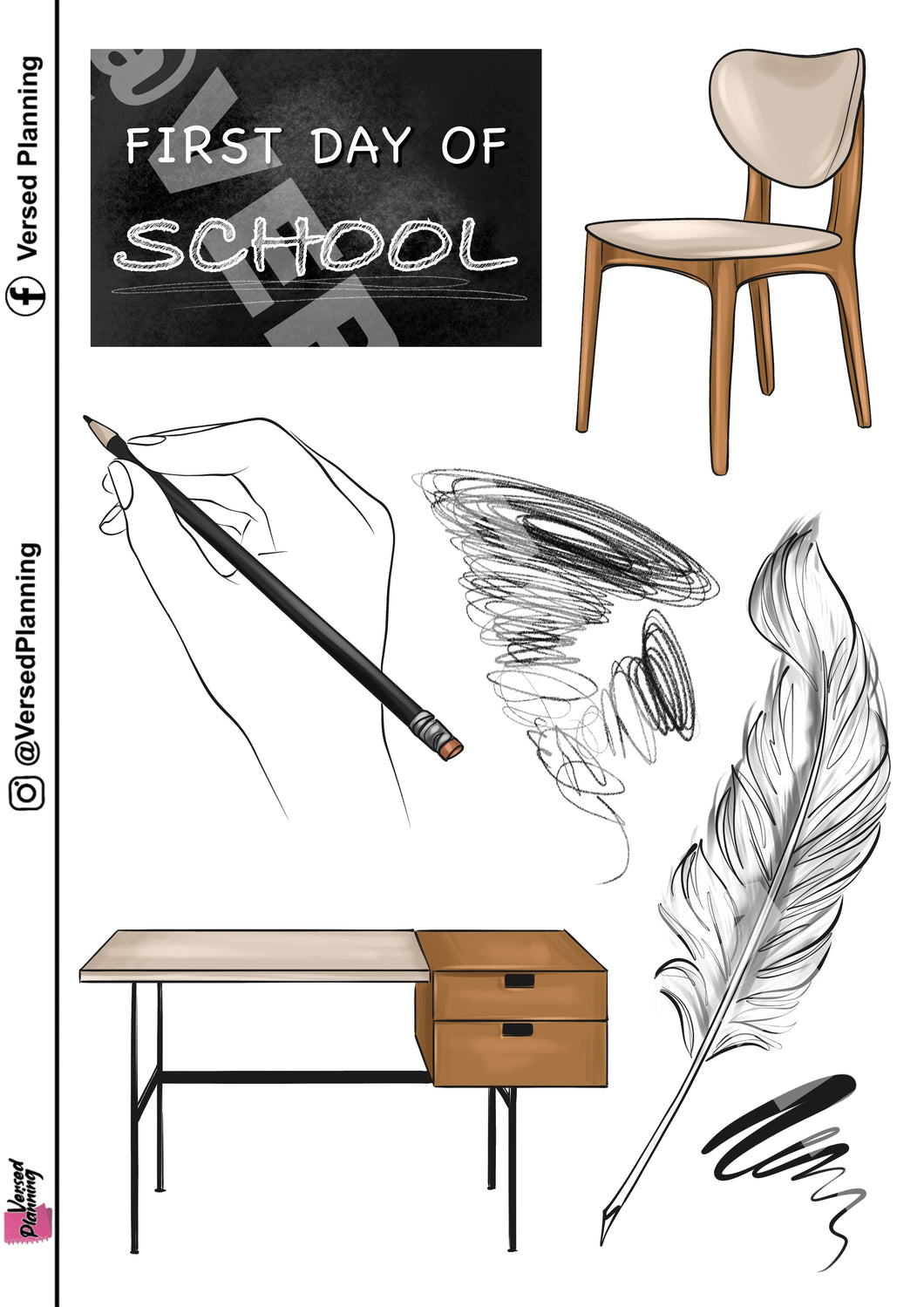 Back to school grayscale deco 2