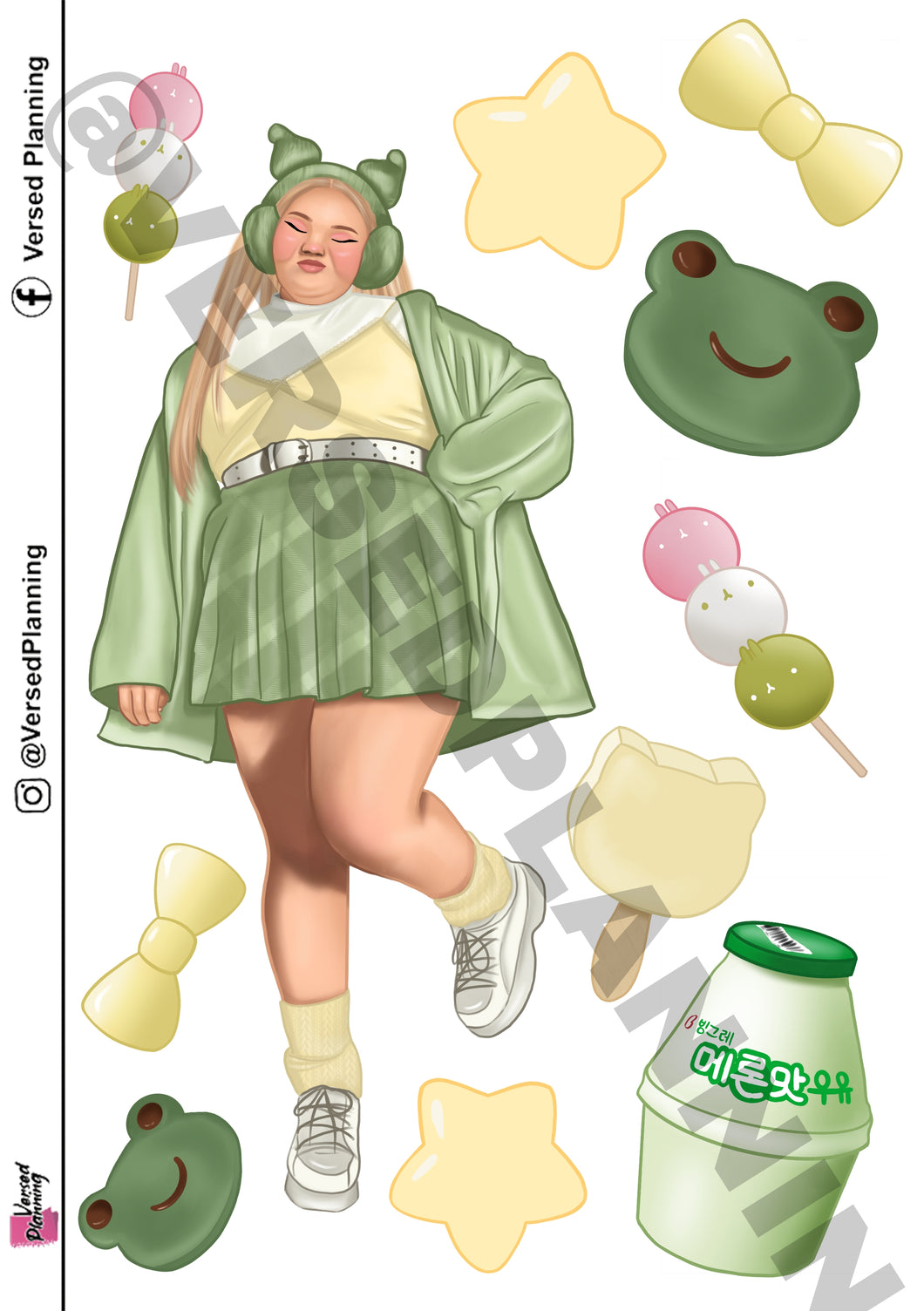 Green babe Kawaii Doll