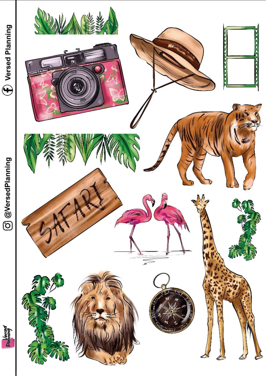Safari Deco Pack, 16 Sheets of Beautiful Safari Themed Stickers