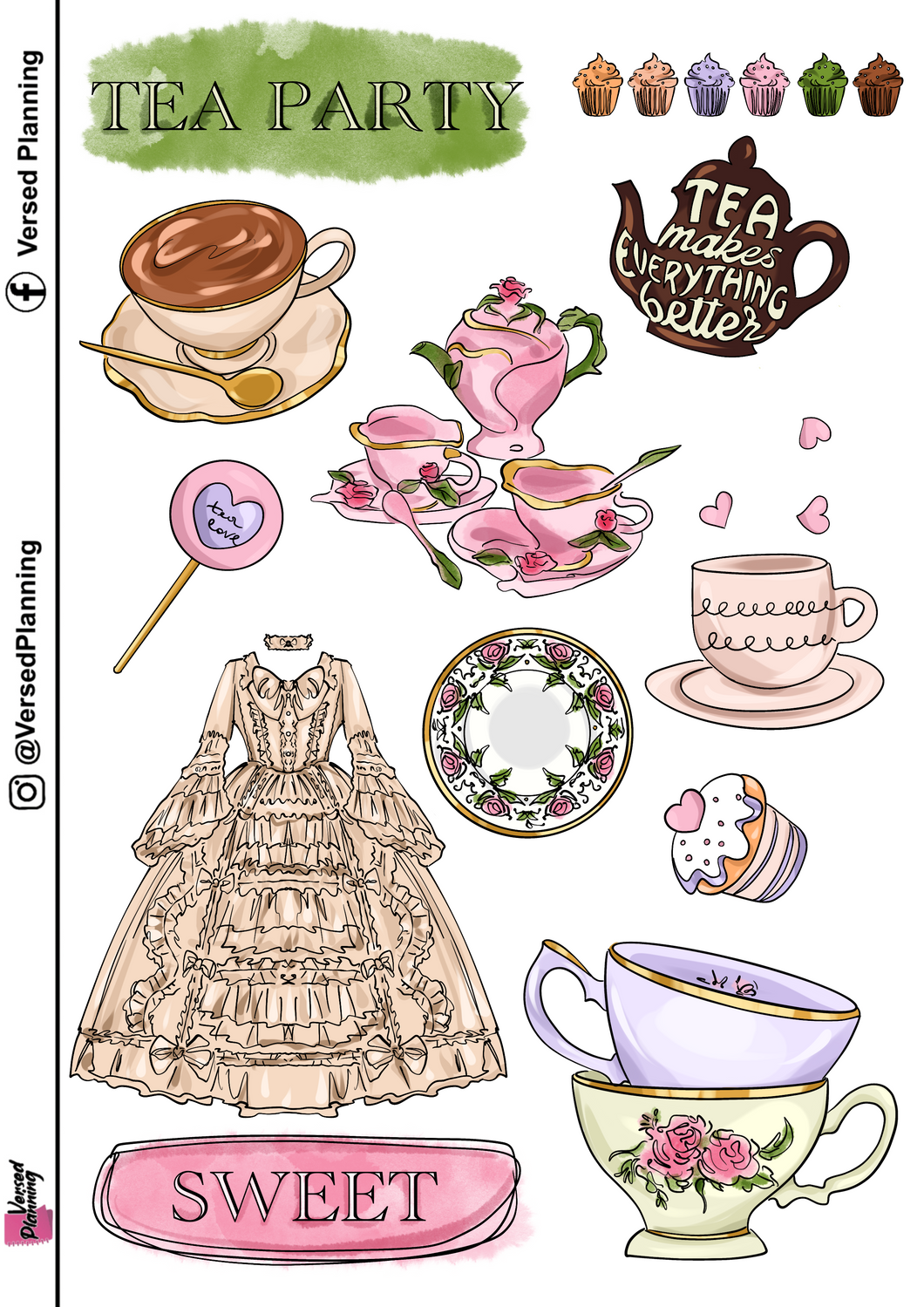 2 PC TEA DECO SHEETS