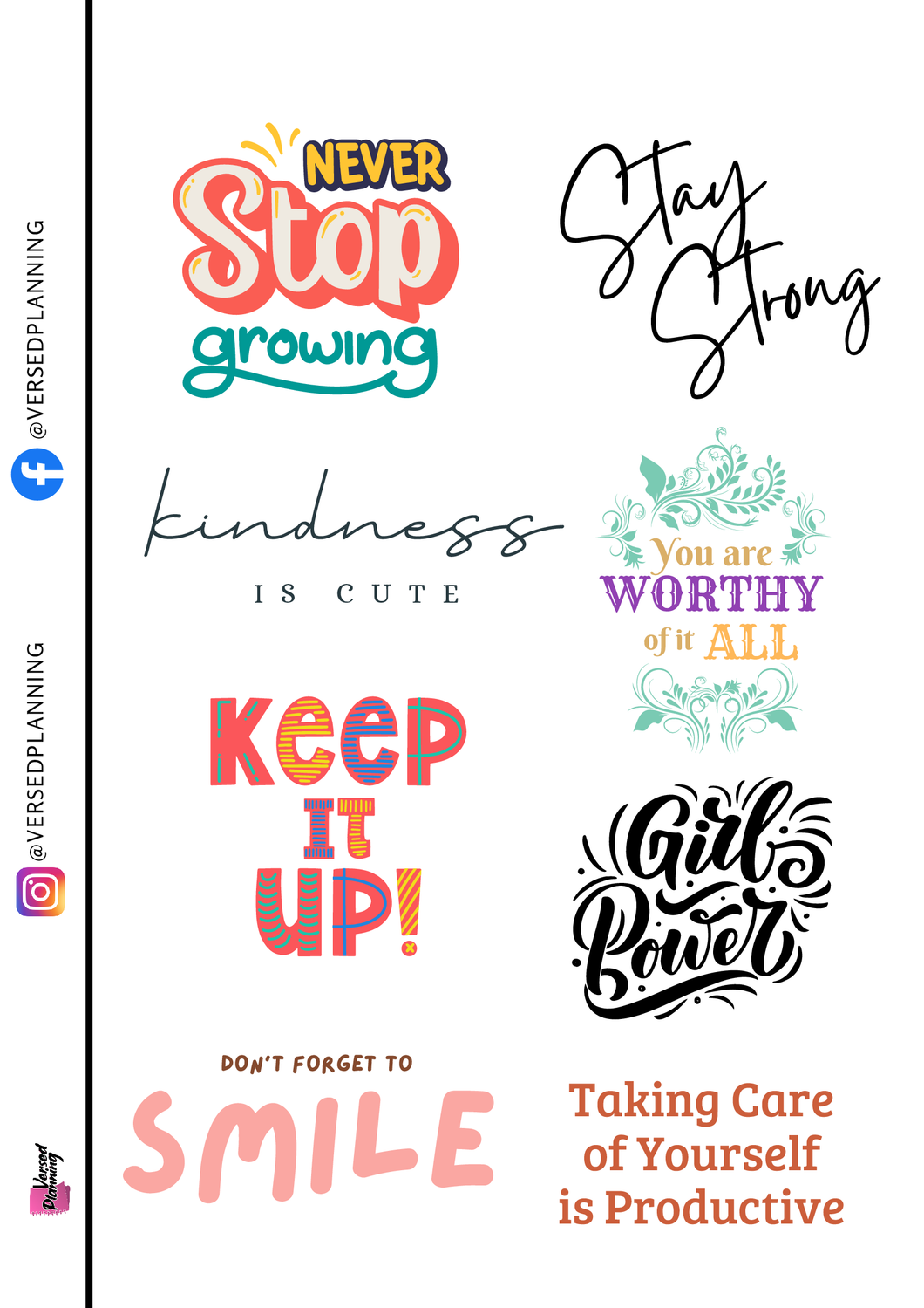 Never stop growing Quote Sheet